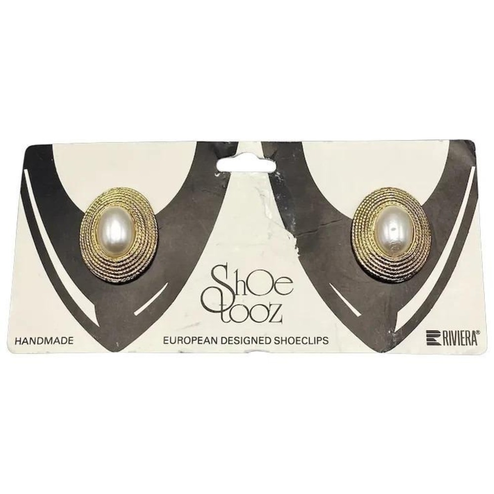 Riviera Shoetooz SHOE CLIPS Faux Pearl‎ and Gold Tone